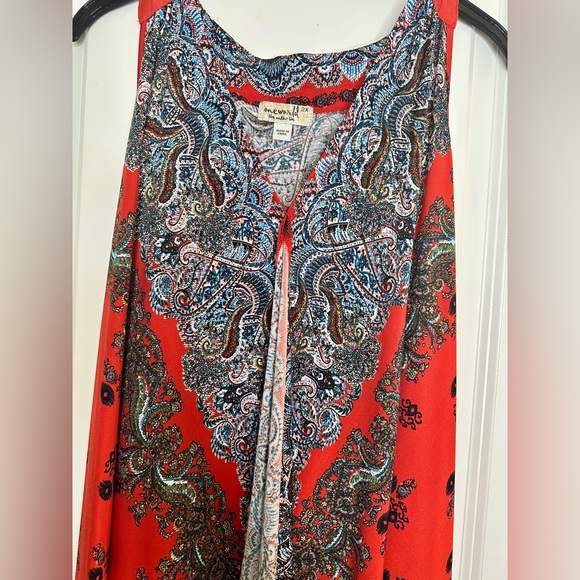 One World Boho Paisley Handkerchief Hem Tunic Top Red Multicolor Size 2X NWOT - Picture 6 of 11